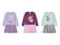 Drie meisjesjurken met printjes van Peppa Pig, Paw Patrol en Snoopy.
