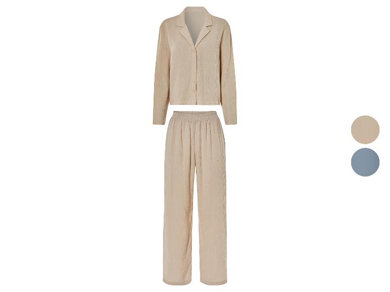 Beige pyjama met lange mouwen en broek
