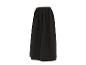 Zwarte, lange, geplooide rok met elastische tailleband.
