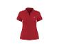 Rood dames poloshirt met korte mouwen en een klein schelpembleem.