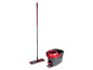 Een rode Vileda mop met emmer en wringsysteem.