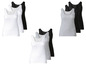 Drie sets van witte, grijze en zwarte tanktops.