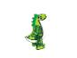 Transparant groen dinosaurusspeelgoed met donkergroene details.