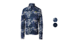 Heren sportshirt met lange mouwen en rits, blauw met abstract patroon