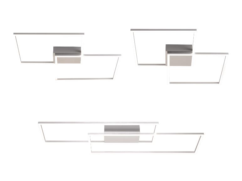 Drie moderne plafondlampen met rechthoekige frames en geïntegreerde LED-verlichting.
