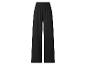Zwarte wijde broek met elastische taille en crêpe textuur.