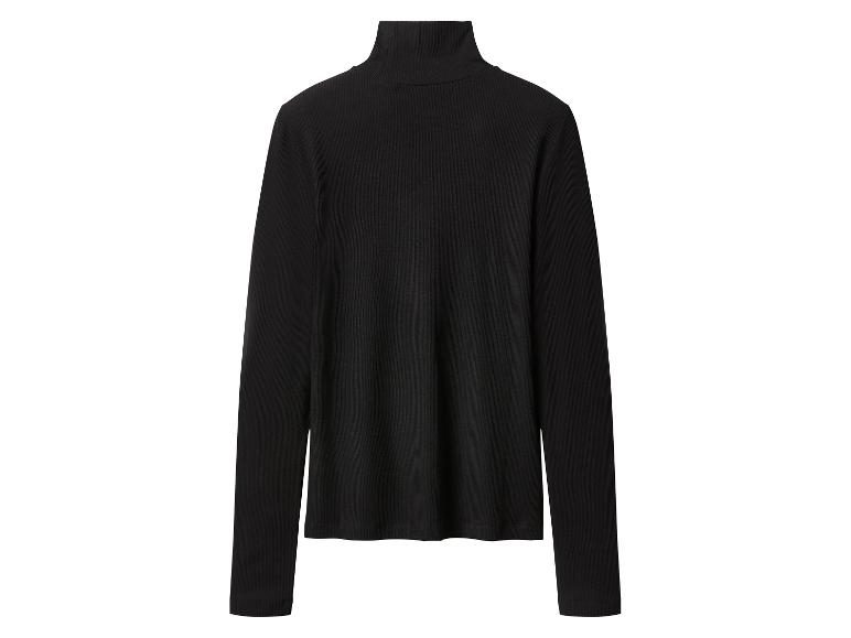 Zwarte geribbelde coltrui op een witte achtergrond.
