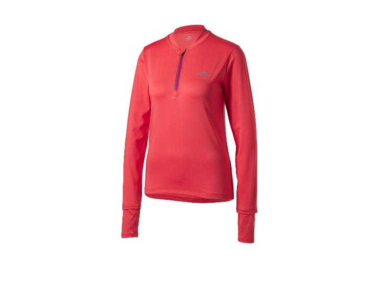 Rood sportshirt met lange mouwen voor dames met rits in de nek