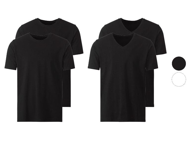 Set zwarte T-shirts met korte mouwen, ronde en V-hals.