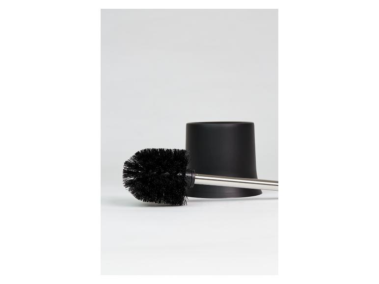 Zwarte toiletborstel met houder.