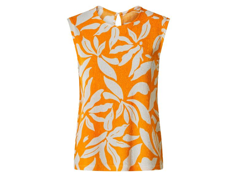 Mouwloze top met oranje en witte bloemenprint