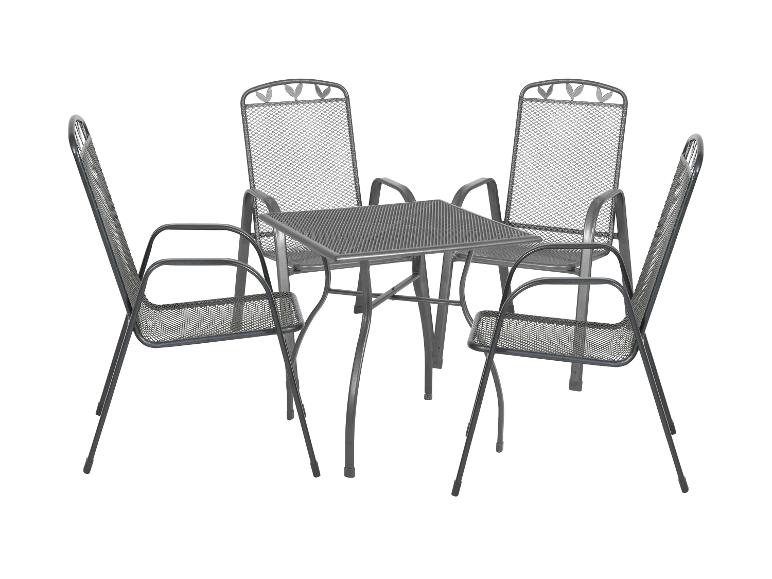 Metalen tuintafel met vier stoelen