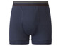 Blauwe boxershorts met een donkerblauwe band.