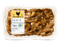 Verpakking met gemarineerde kipdijreepjes (kebab) van 500g.