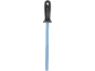 Blauwe keramische slijpstaaf met zwart handvat voor het slijpen van messen.