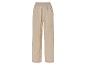 Beige broek met elastische tailleband.