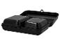 Open zwarte lunchbox met twee interne compartimenten