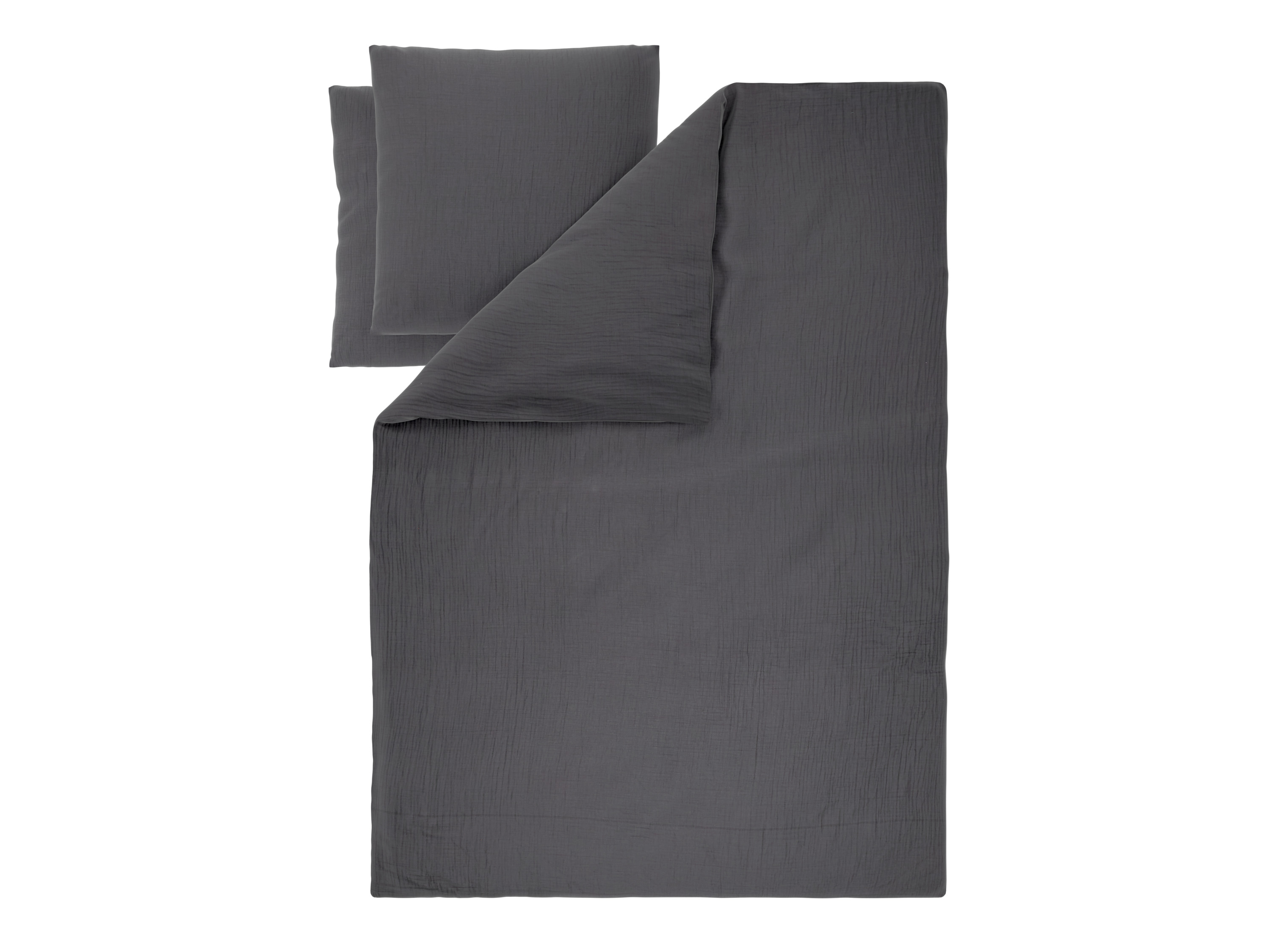 LIVARNO Mousseline dekbedovertrek 240 x 220 cm (Donkergrijs)