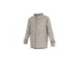 Beige fleecejack met rits en hoge kraag.