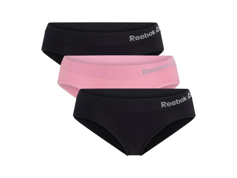Drie Reebok damesonderbroeken: twee zwarte en één roze