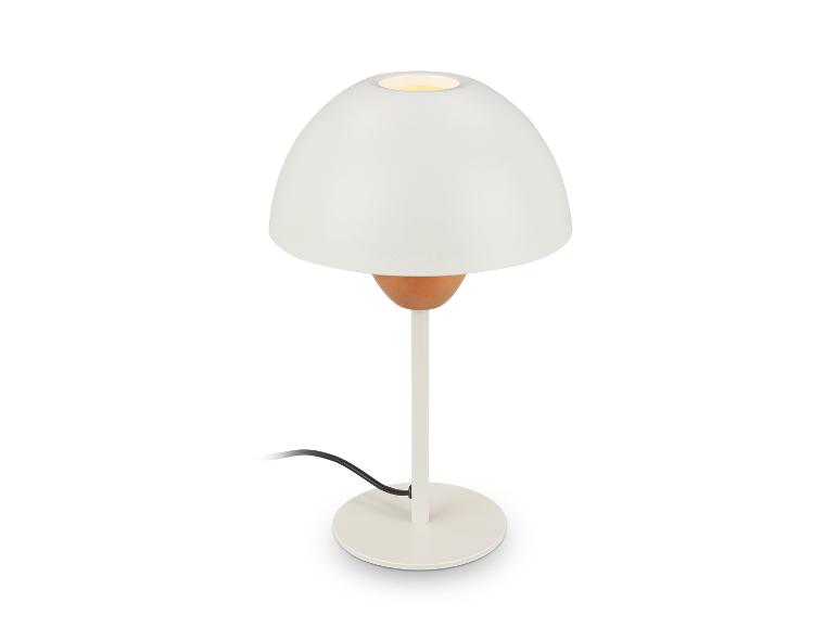 Witte tafellamp met koepelvormige kap en ronde voet
