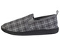 Grijze pantoffels met ruitpatroon.