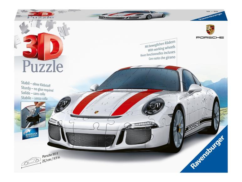 Ravensburger 3D-puzzel Porsche 911 R met werkende wielen.