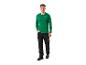 Man in groen shirt en zwarte werkbroek