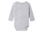 Een grijze babybody met lange mouwen.