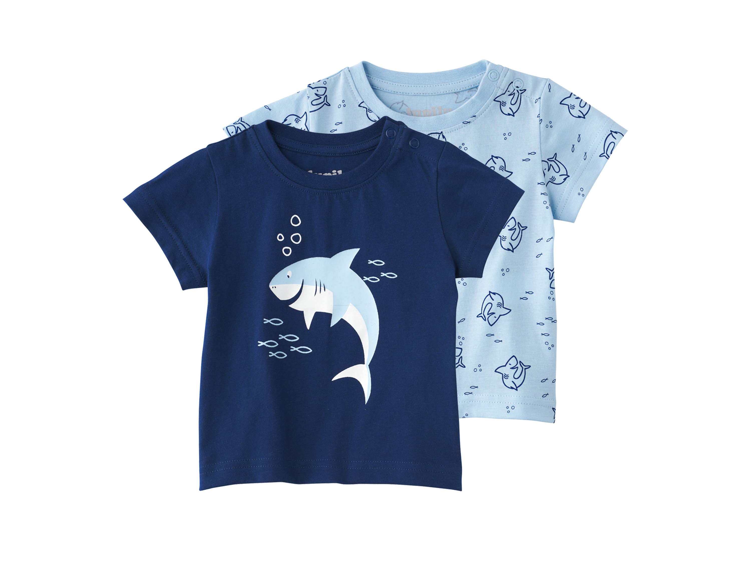 LUPILU Set van 2 baby T-shirts (Blauw/donkerblauw, 62/68)