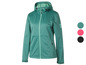 Een groene softshell jas met capuchon.