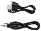 Zwarte USB- en 3,5 mm audiokabels.