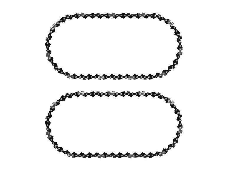 Twee kettingen voor een kettingzaag op een witte achtergrond.