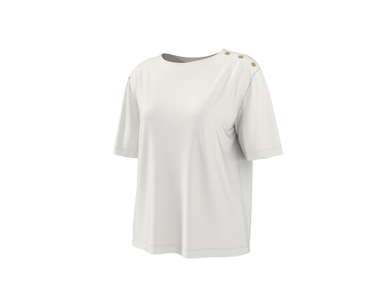 Wit T-shirt met korte mouwen en gouden knopen op de schouder
