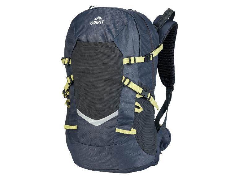 Crivit rugzak, donkergrijs met limoengroen, voor wandelingen.