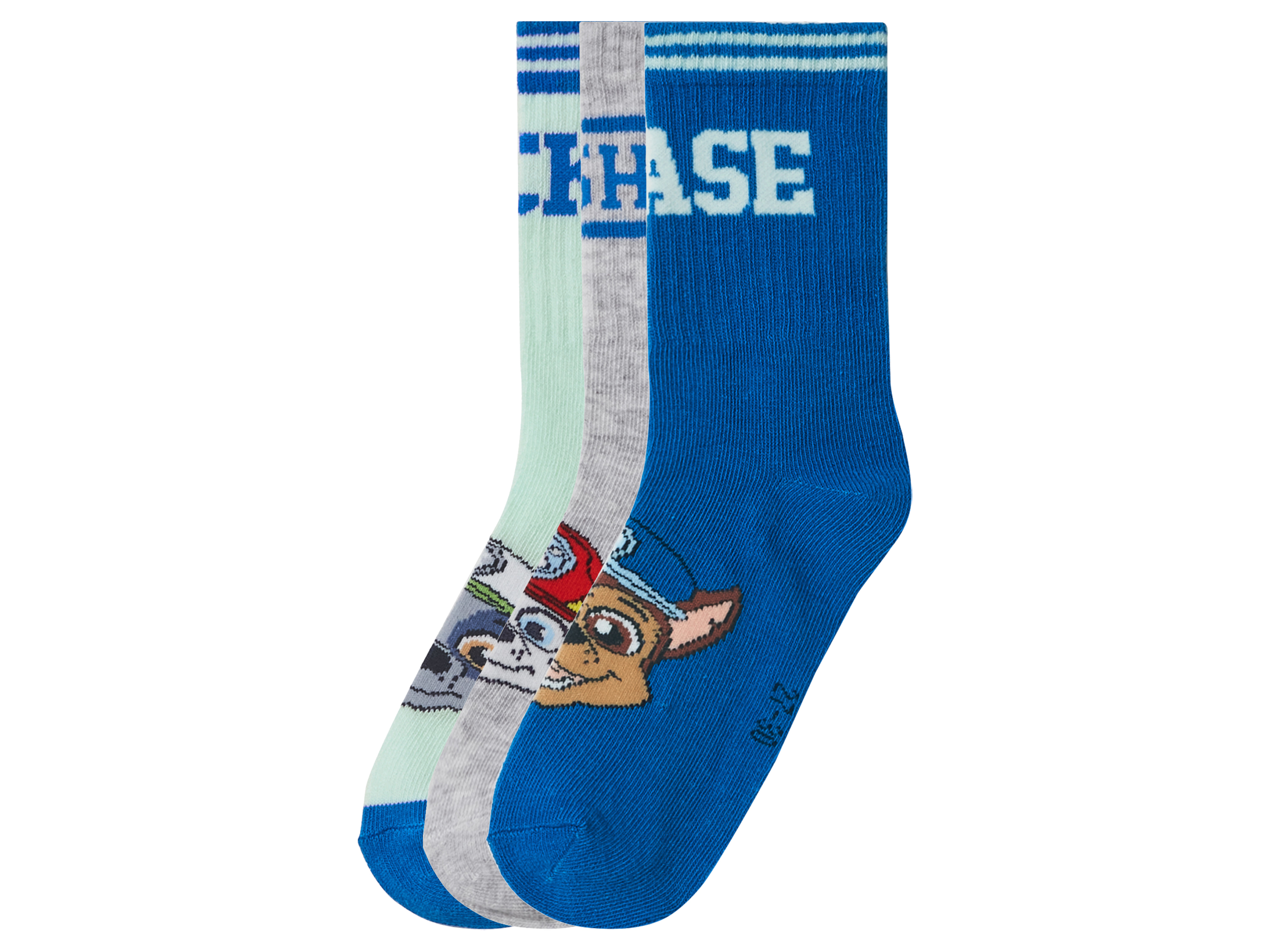 3 Paar kinder sokken Paw Patrol (blauw/grijs/mint, 23/26)