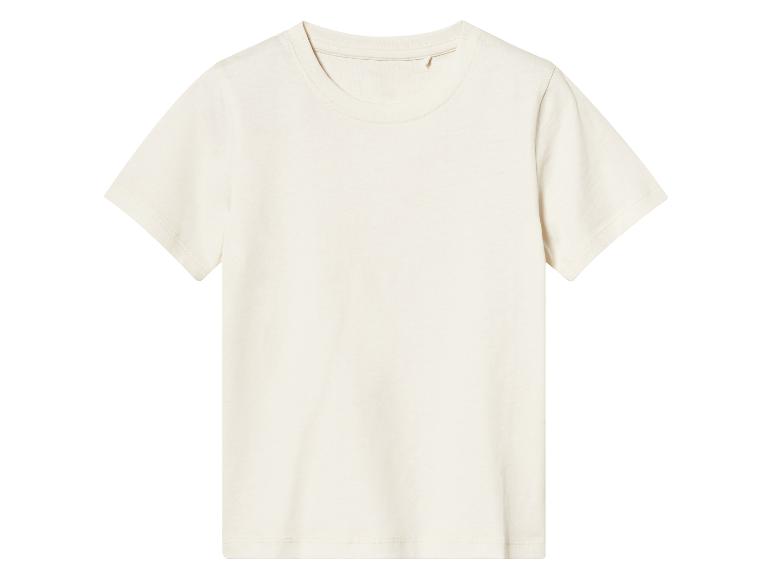 Beige t-shirt met korte mouwen.