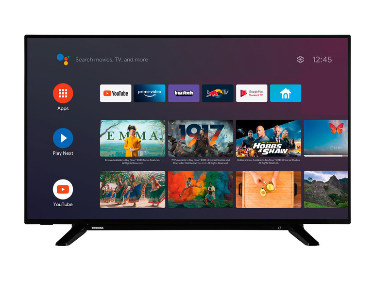 Toshiba TV met toegang tot YouTube, Prime Video en Twitch.
