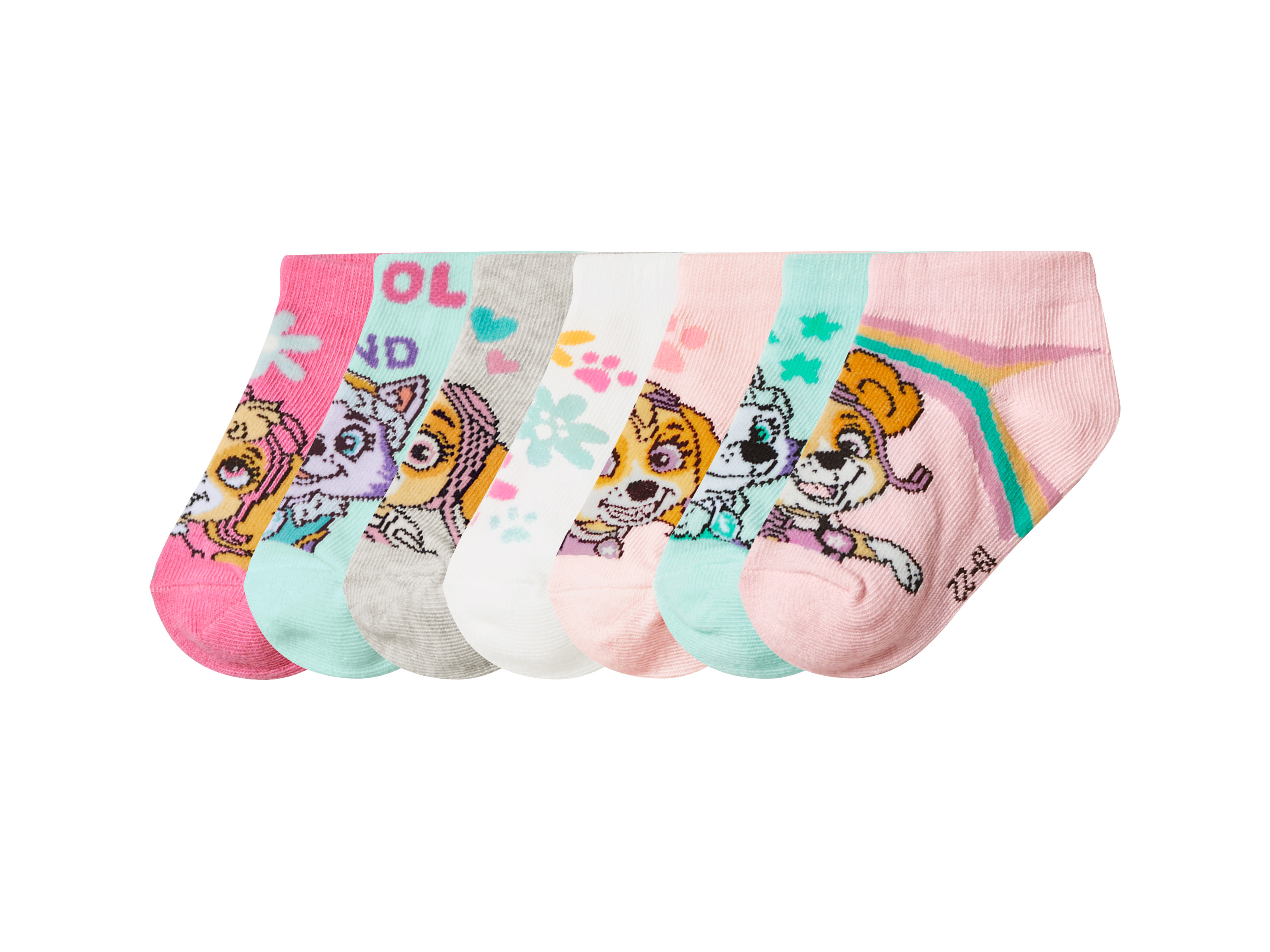 LUPILU 7 Paar kinder sokken (roze/mint/grijs/wit/roze, 19-22)