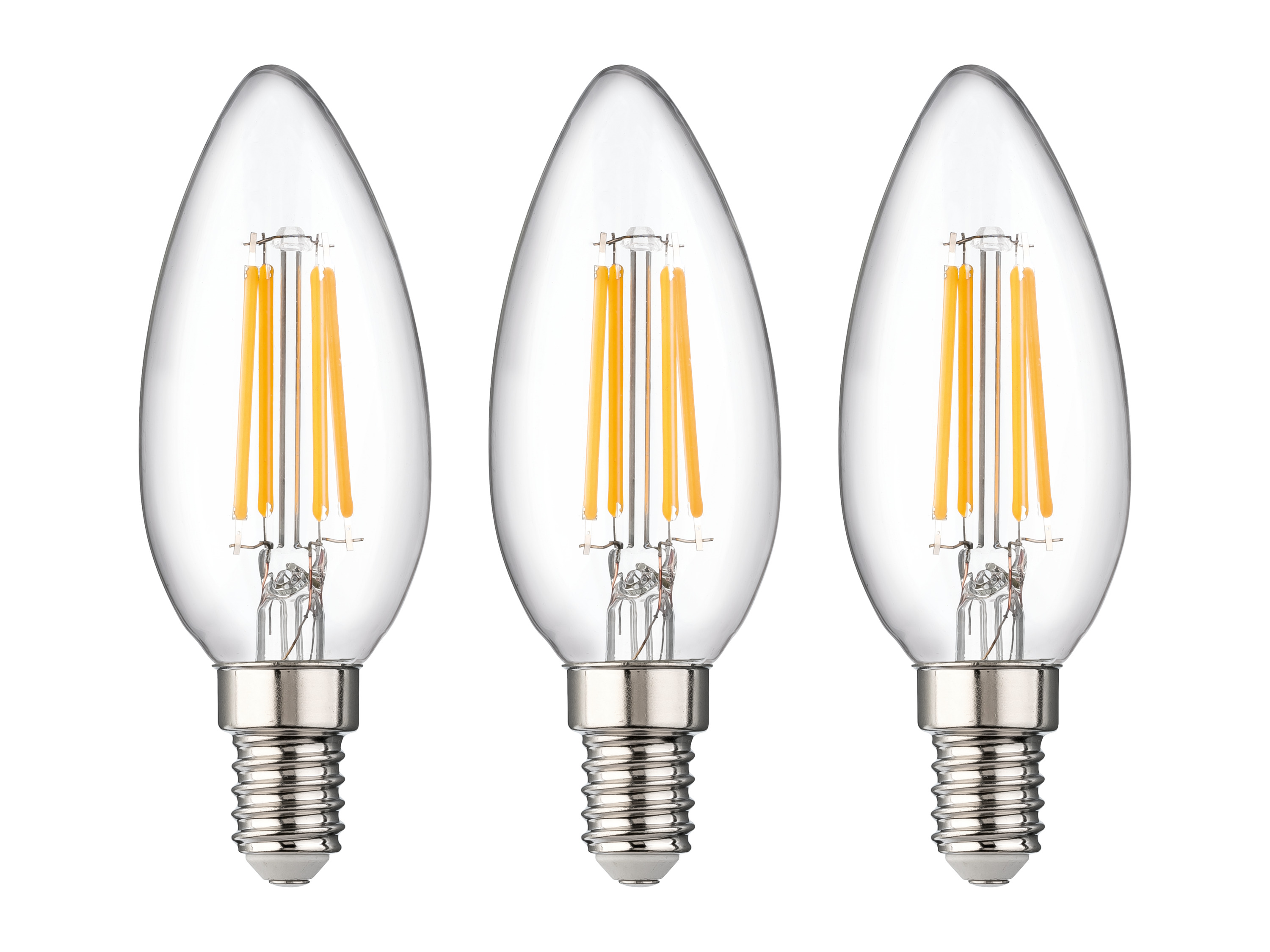 LIVARNO Set van 3 LED-filamentlampen (Kaars E14, filament)
