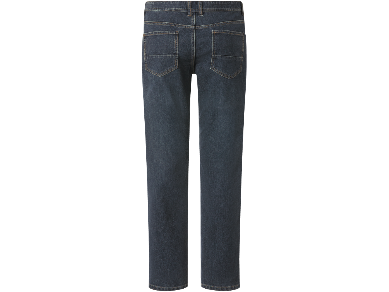 Donkerblauwe herenjeans, achterkant.