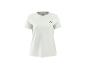 Wit dames sport T-shirt met korte mouwen en een zwart logo op de borst.