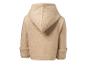 Achteraanzicht van een beige kinderhoodie van gekookte wol.