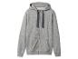Grijze hoodie met rits en donkerblauwe trekkoorden