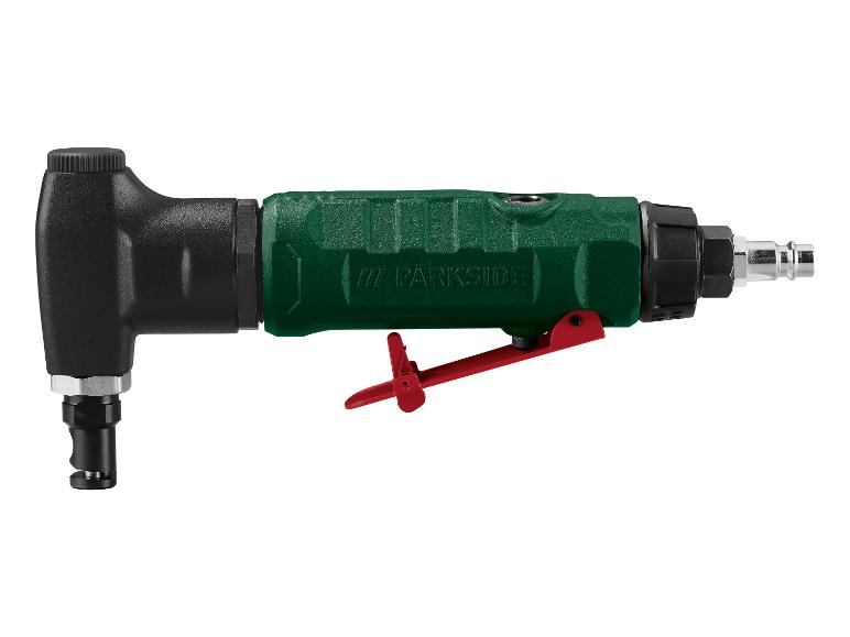 Een groene Parkside luchtbeitel met een rode schakelaar.