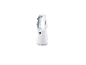 Witte bladeless ventilator met digitaal display dat '17' toont
