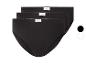 Drie paar zwarte geribbelde katoenen slips met 'LOVE COTTON' labels.