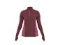 Bordeauxrode sporttop met lange mouwen en rits voor dames.