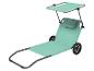 Mintgroene strandtrolley met parasol en wielen