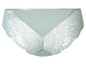 Een lichtblauwe slip met kant.